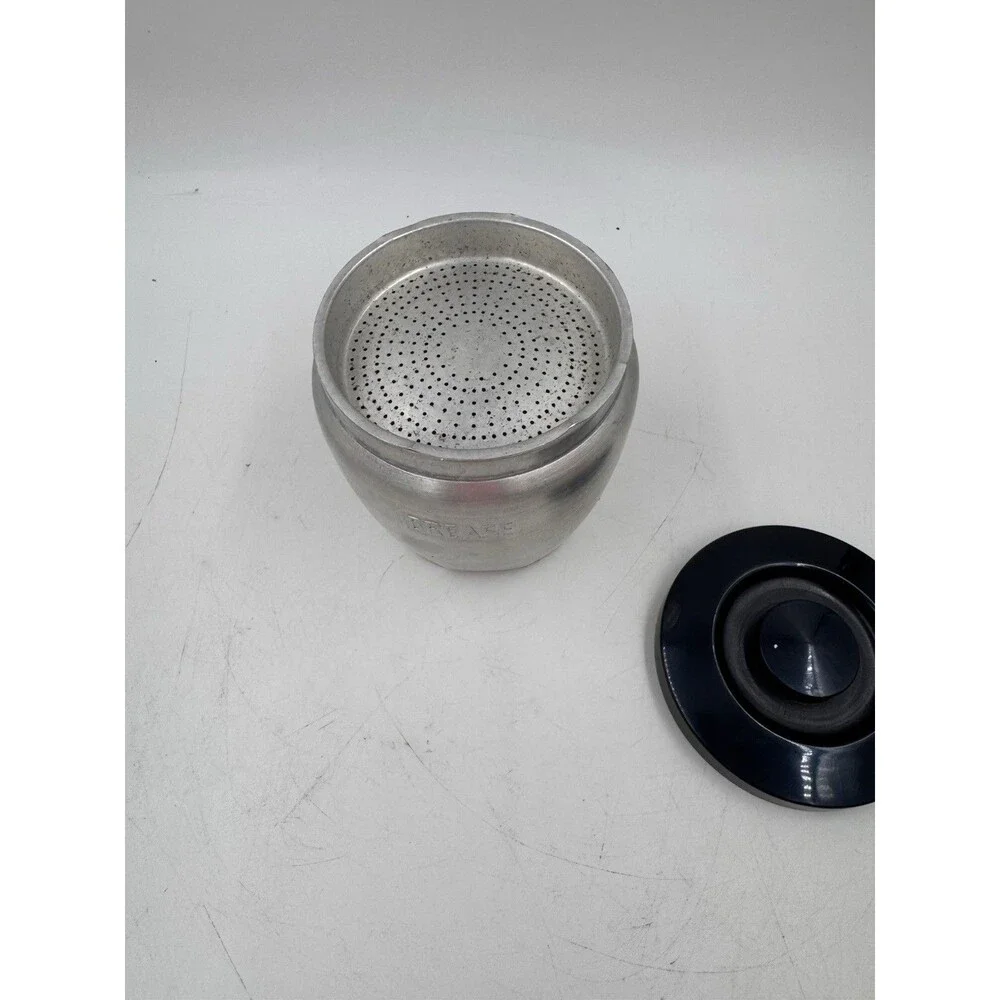 Vintage Spun Aluminum GREASE Canister W/ Lid and Strainer Made in Japan DENTS